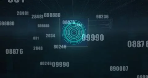 Image of glowing interface with information, statistics and 6g text moving on Stock Illustration