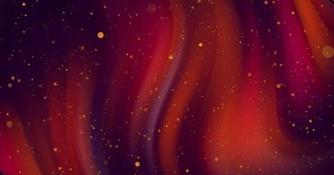 Image of glowing light spots moving over light trails on black background Ilustração Stock