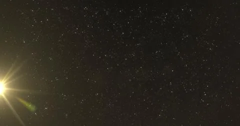 Image of glowing lights over night sky with stars Stock Illustration