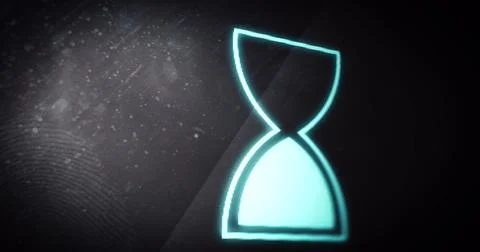 Image of glowing loading hourglass digital interface 스톡 일러스트