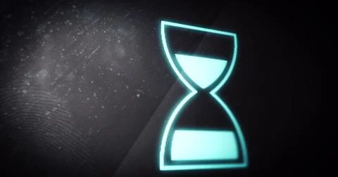 Image of glowing loading hourglass digital interface イラスト素材