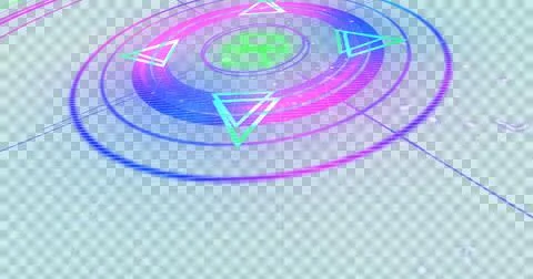 Image of glowing multi coloured scope scanning with light trails and markers on Stock Illustration