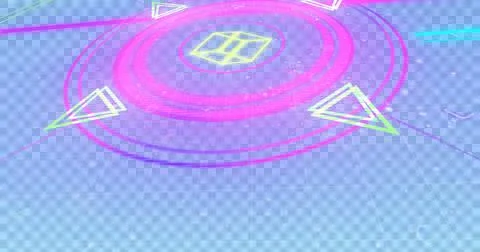 Image of glowing multi coloured scope scanning with light trails and markers on Stock Illustration