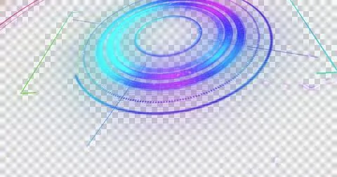 Image of glowing multi coloured scope scanning with light trails and markers on Stock Illustration