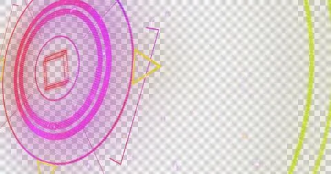 Image of glowing multi coloured scope scanning with light trails and markers on Stock Illustration