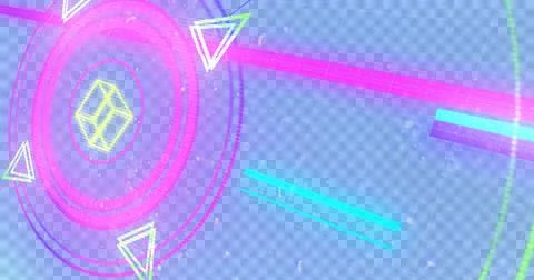 Image of glowing multi coloured scope scanning with light trails and markers on Stock Illustration