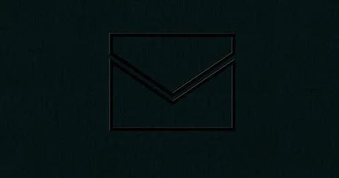 Image of glowing neon envelope icon on black background Stock Photos