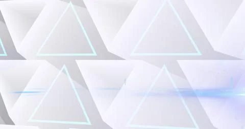 Image of glowing network of 3d white triangle shapes Stock Illustration