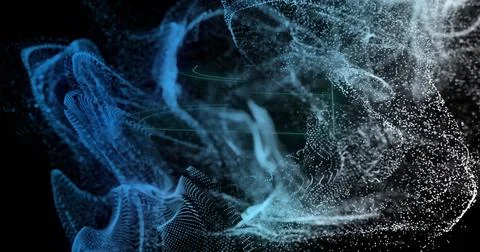 Image of glowing network of connections over sports field on black background Stockillustratie