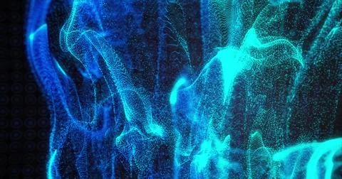 Image of glowing network of connections over pattern on black background Stock Illustration