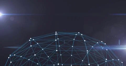 Image of glowing nodes and connecting lines forming futuristic digital network Stock Illustration