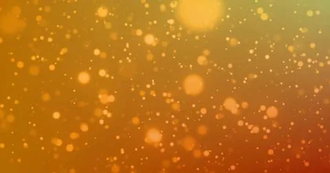 Image of glowing orange light spots advancing on sunset orange background Stock Illustration