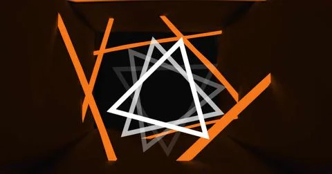 Image of glowing qr code over neon geometric shapes イラスト素材