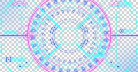 Image of glowing scope scanning and flickering data processing over black イラスト素材