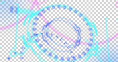 Image of glowing scope scanning and flickering data processing over black Stockillustratie