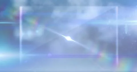 Image of glowing spot with lens flare over screen on blue clouds in background Stock Illustration