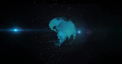 Image of glowing spots and digital data processing over globe Stock Illustration