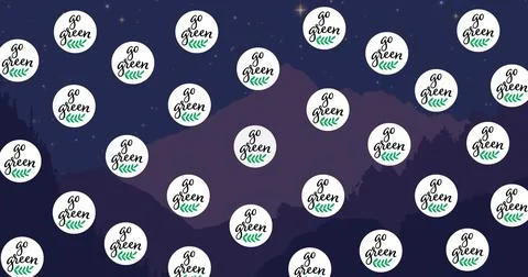 Image of go green text over landscape at night Ilustração Stock