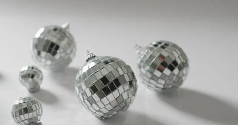 Image of gold confetti falling and silver baubles Stock Illustration