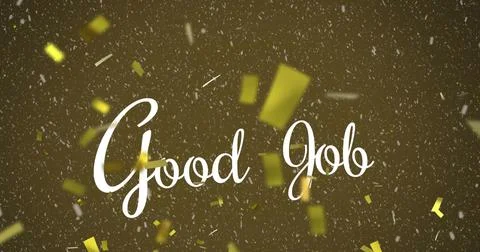 Image of good job text over confetti on green background Ilustração Stock