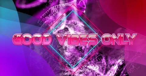 Image of good vibes only text with shapes over black backround Illustrazione stock