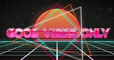 Image of good vibes only text over shapes Ilustração Stock