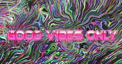 Image of good vibes only text over abstract liquid patterned background Stock Photos