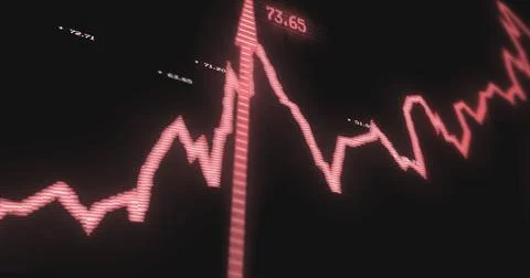 Image of graph with arrows over data processing on black background Stock Photos