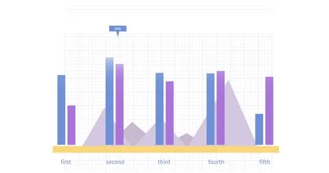 Image of graph with data processing on white background Stockillustratie