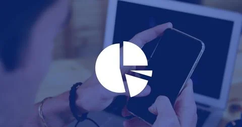 Image of graph over caucasian man using smartphone Stock Illustration