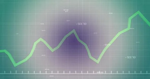 Image of graph over grid pattern with changing numbers against abstract Stock Photos