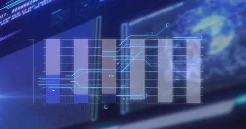 Image of graph over network and professing data Stock Photos