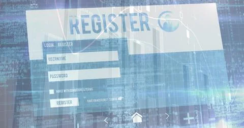 Image of a graph rolling with registration site and data and information イラスト素材