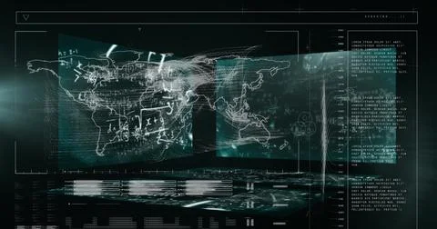 Image of graphical infographic interface with programming data, mathematics Stockillustratie