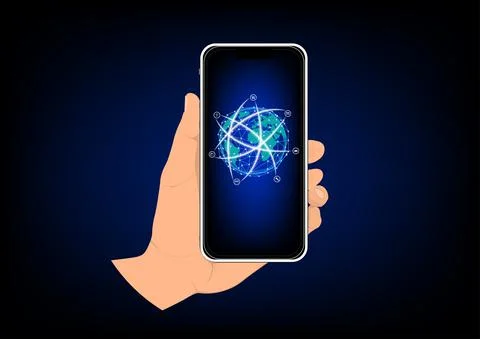 Image graphics hand using mobile smart phone Stock Illustration