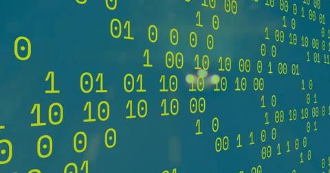 Image of graphs and binary code on green background イラスト素材