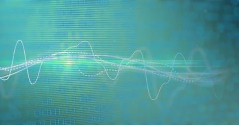 Image of graphs and binary code on green background Stock Photos