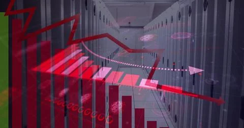 Image of graphs and data over servers 스톡 사진