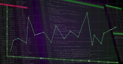 Image of graphs and data on violet background Stock Photos