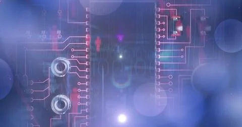 Image of graphs and diverse data processing on navy digital screen 스톡 사진