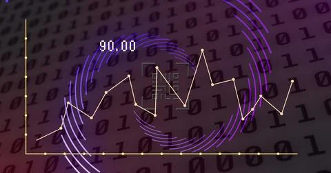 Image of graphs and qr code over binary code 스톡 사진