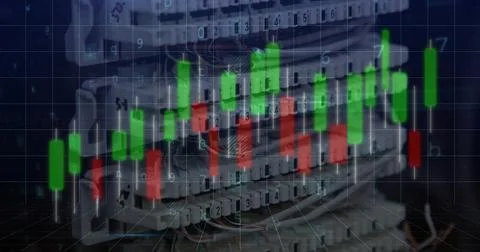 Image of graphs and scanning over servers 스톡 사진