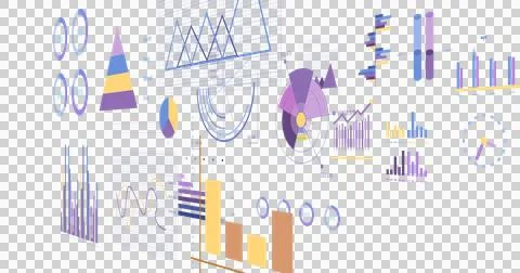 Image of graphs, charts, statistics and data processing over transparent Stock Illustration