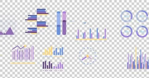 Image of graphs, charts, statistics and data processing over transparent Ilustração Stock