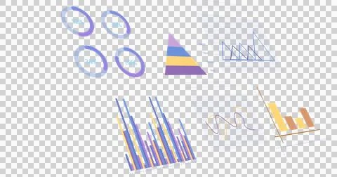 Image of graphs, charts, statistics and data processing over transparent Ilustração Stock