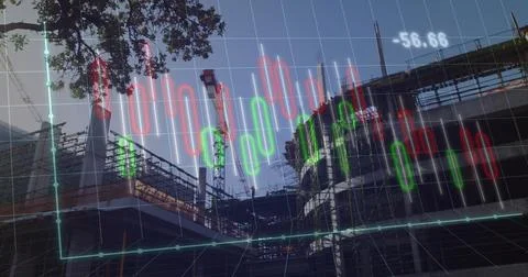 Image of graphs over construction site Foto stock