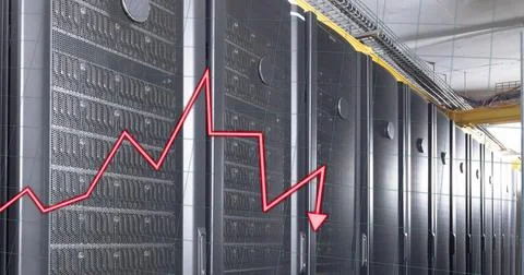 Image of graphs over servers Foto stock
