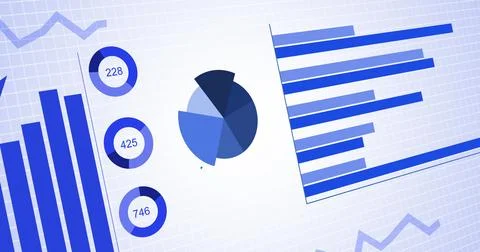 Image of graphs, statistics and financial data processing Stock Illustration
