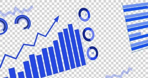 Image of graphs, statistics and financial data processing on transparent Stock Illustration