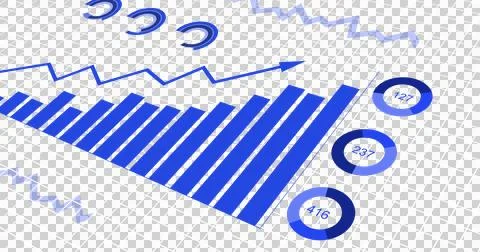 Image of graphs, statistics and financial data processing on transparent Stock Illustration